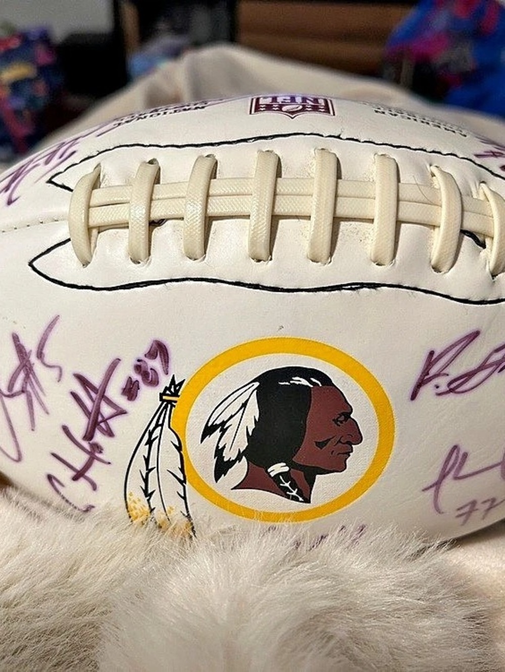 Wilson NFL official football Autographed Football White & Burgundy